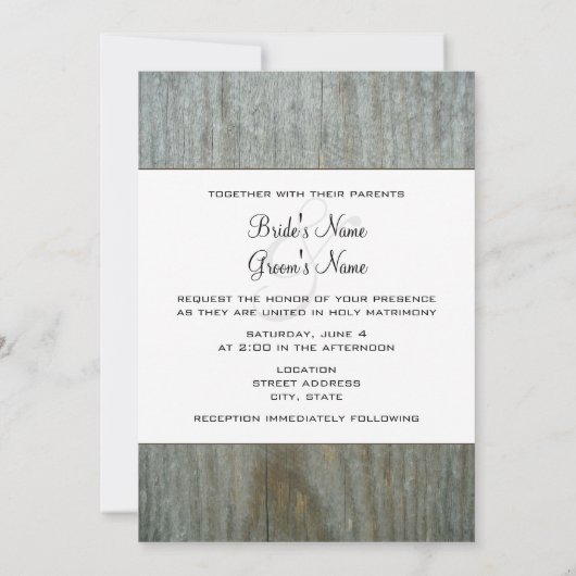 Uitnodiging voor landelijke bruiloft Daisies Mason (Achterkant)