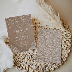 Uitnodiging voor landelijke kant en Kraft Wedding,