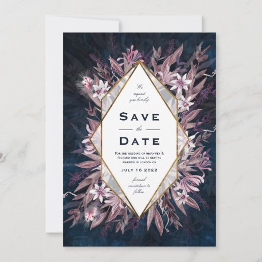 Uitnodiging voor landelijke kunstbloemige bruiloft (Voorkant)