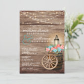 Uitnodiging voor landlicht Blauwgroen en koraalblo (Staand voorkant)