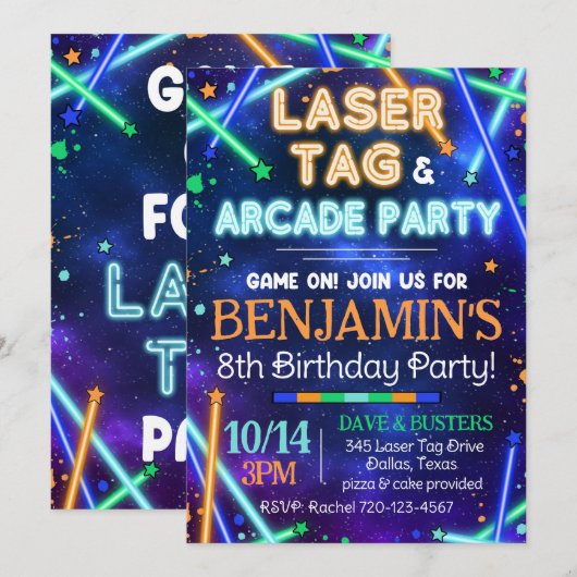 Uitnodiging voor laserlaserlaserlasers, Label voor (Voorkant / Achterkant)