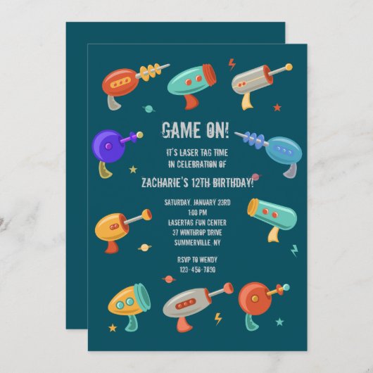 Uitnodiging voor laserPistolen (Voorkant / Achterkant)