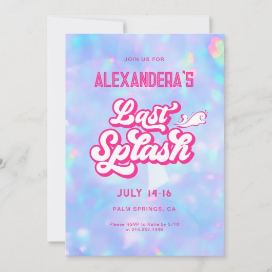 Uitnodiging voor Last Splash Pool Bachelorette-fee (Voorkant)