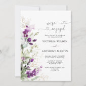 Uitnodiging voor Lavendel Groene Verloving Feest (Voorkant)