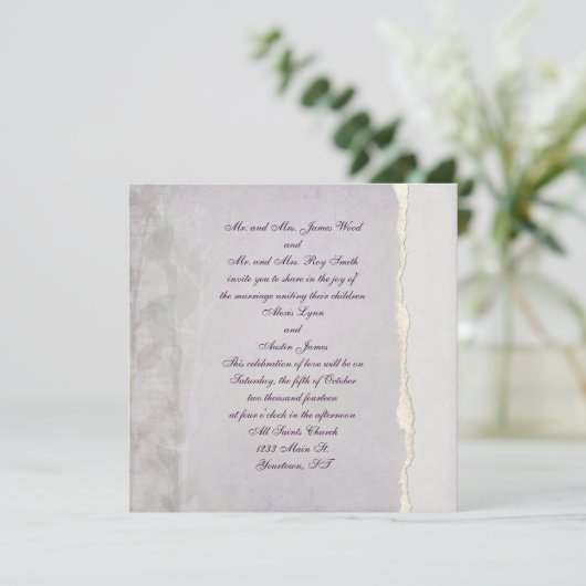 Uitnodiging voor Lavender Torn Edge (Staand voorkant)