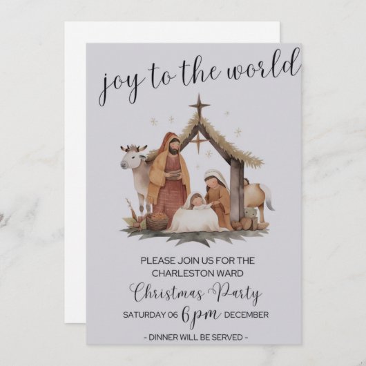 Uitnodiging voor LDS Christmas Ward Party (Voorkant / Achterkant)