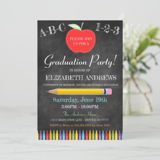 Uitnodiging voor leerkrachten-Afstuderen - Chalkbo (Staand voorkant)