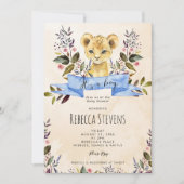 Uitnodiging voor leeuwenwelpen bloem jongens baby  (Voorkant)
