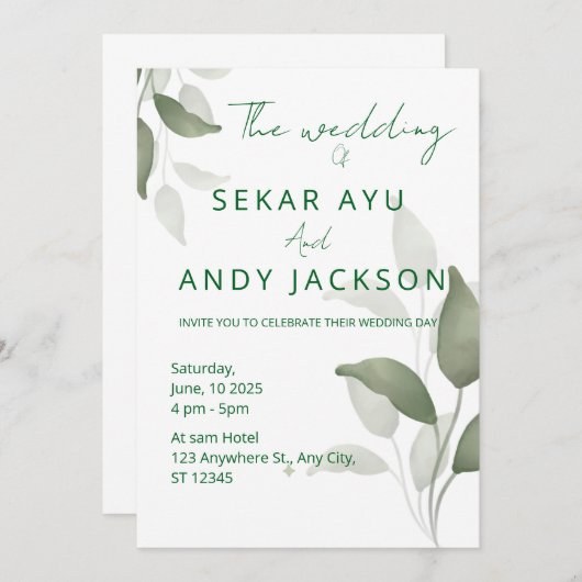 Uitnodiging voor lef Wedding (Voorkant / Achterkant)