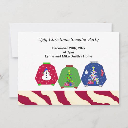 Uitnodiging voor lelijk kersttrui-feest (Voorkant)