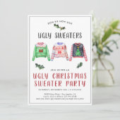 Uitnodiging voor lelijk kersttrui-feestje (Staand voorkant)