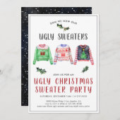 Uitnodiging voor lelijk kersttrui-feestje (Voorkant / Achterkant)