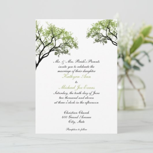 Uitnodiging voor lente-bomen (Staand voorkant)