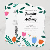 Uitnodiging voor lente-bores-pleisterbruiloft (Voorkant / Achterkant)