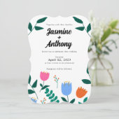 Uitnodiging voor lente-bores-pleisterbruiloft (Staand voorkant)
