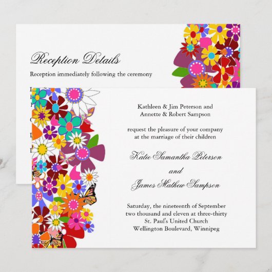 Uitnodiging voor lente-bruiloft (Voorkant / Achterkant)