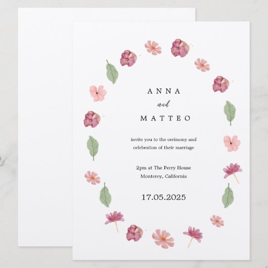 Uitnodiging voor lente-bruiloft (Voorkant / Achterkant)