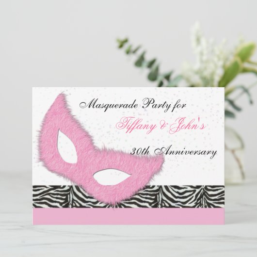 Uitnodiging voor leuk gemaskerd bal (Staand voorkant)