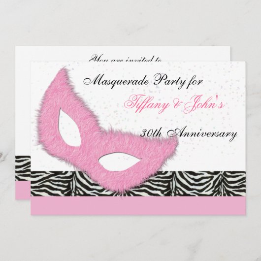 Uitnodiging voor leuk masqueradefeest (Voorkant / Achterkant)