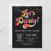 Uitnodiging voor Levendig Regenboogconfetti Feest! (Voorkant)