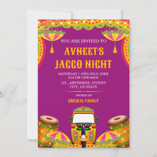 Uitnodiging voor levendige Punjabi Jaggo Night-vie