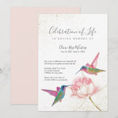 Uitnodiging voor levensviering Bloem Kolibries (Voorkant / Achterkant)