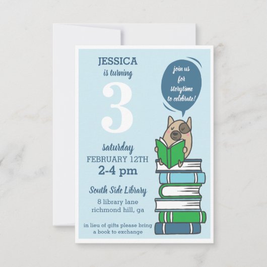 Uitnodiging voor lezen van bibliotheekbibliotheek (Voorkant)