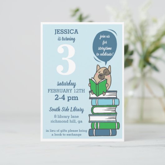 Uitnodiging voor lezen van bibliotheekbibliotheek (Staand voorkant)