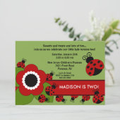 Uitnodiging voor lichte bloemen en ladybug (Staand voorkant)