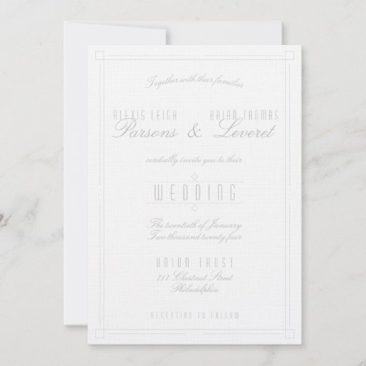 Uitnodiging voor lichte en eenvoudige deco-weddens (Voorkant)