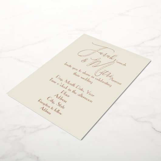 Uitnodiging voor lichte en onechte Roos Gold Foil  (Gedraaid)