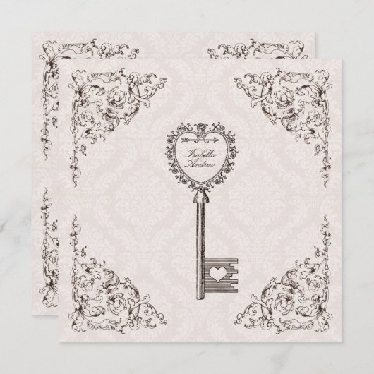 Uitnodiging voor liefdesbruiloft #V1 (Voorkant / Achterkant)