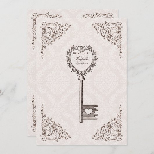 Uitnodiging voor liefdesbruiloft #V1 (Voorkant / Achterkant)