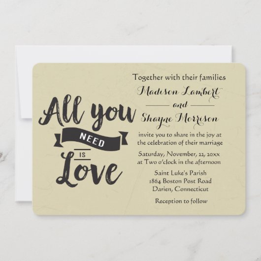 uitnodiging voor liefdescitaat Tan en Black Weddi (Voorkant)