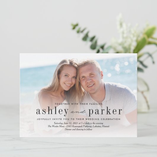 Uitnodiging voor liefdesfotoweddenschappen (Staand voorkant)