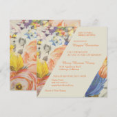 Uitnodiging voor liefdeverfde Floral Bridal Shower (Voorkant / Achterkant)