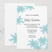 Uitnodiging voor Light Blue Daisies Gradues Party (Voorkant / Achterkant)