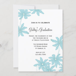 Uitnodiging voor Light Blue Daisies Gradues Party
