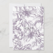 Uitnodiging voor lila en grijze botanische bruilof (Achterkant)