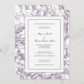 Uitnodiging voor lila en grijze botanische bruilof (Voorkant / Achterkant)