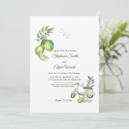 Uitnodiging voor Limoen (Staand voorkant)