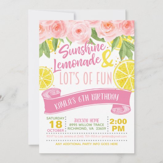 Uitnodiging voor limonade (Voorkant)