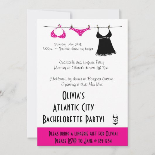 Uitnodiging voor Lingerie Bachelorette (Voorkant)
