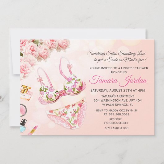 Uitnodiging voor lingerie bruidsbad (Voorkant)