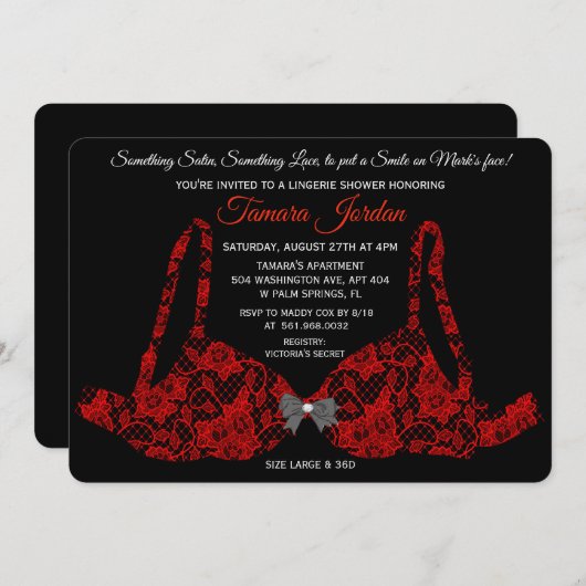Uitnodiging voor lingerie bruidsmeisjesborrel met  (Voorkant / Achterkant)