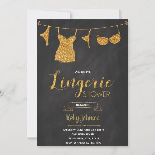 Uitnodiging voor lingerie shower feest (Voorkant)