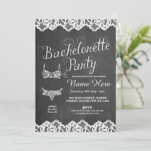 Uitnodiging voor lingeriefeest vrijgezellenfeest b (Staand voorkant)