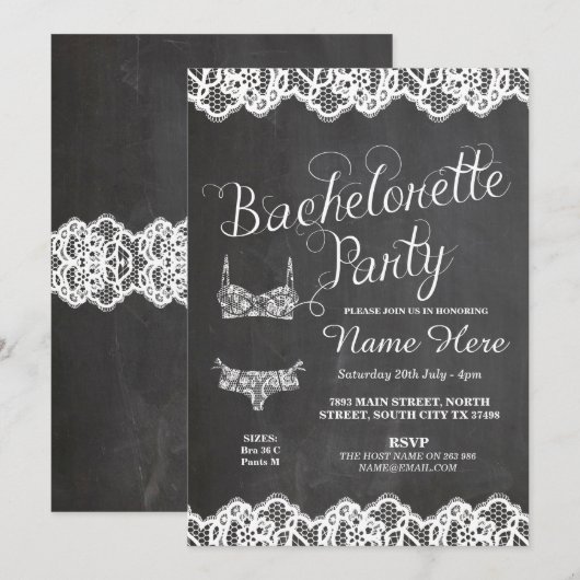 Uitnodiging voor lingeriefeest vrijgezellenfeest b (Voorkant / Achterkant)