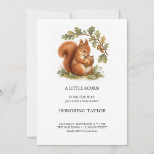 Uitnodiging voor Little Acorn Woodland babyfeest