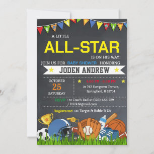 Uitnodiging voor Little All Star Sportieve Baby Sh